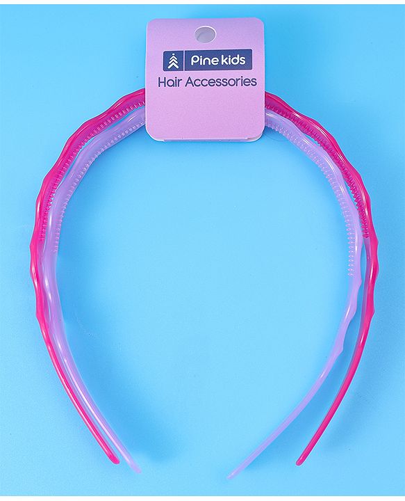 Pine Kids Solid Color Hair Bands Pack of 2 - Purple & Fuchsia