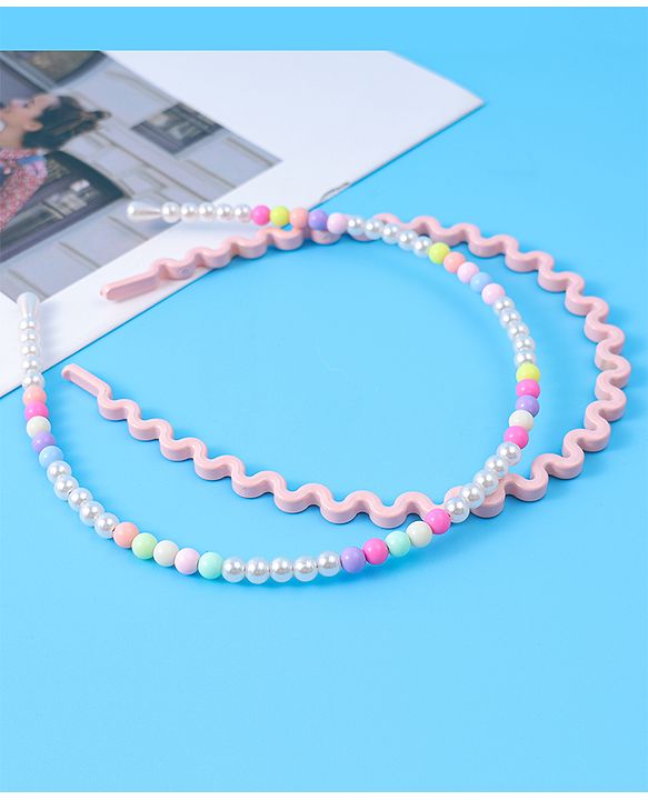 Babyhug Free Size Hair Bands With Pearl Detailing Pack Of 2 - Pink