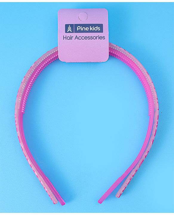 Pine Kids Printed Hair Bands  Free Size Pack of 2 - Fuchsia