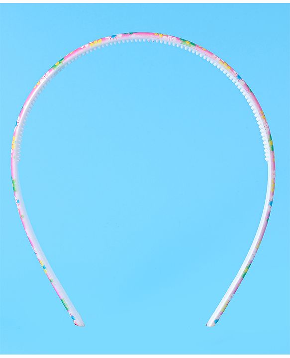 Pine Kids Hair Bands with Pearls & Floral Print Pack Of 5 - White & Pink