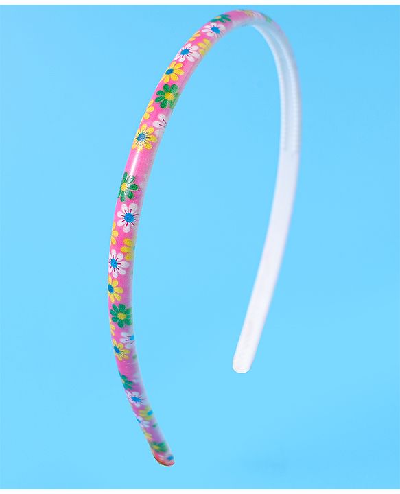 Pine Kids Hair Bands with Pearls & Floral Print Pack Of 5 - White & Pink