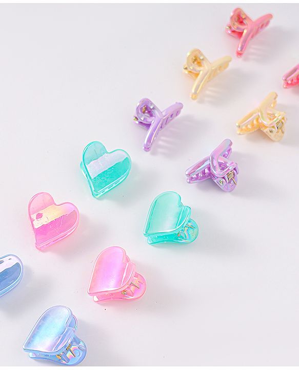 Babyhug Heart Shaped & Regular Hair Clips Pack of 12 - Multicolor