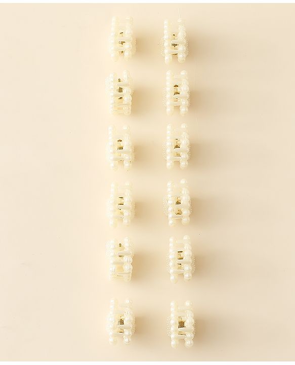 Pine Kids Heart Shaped Hair Clips Pack of 12 - Off White