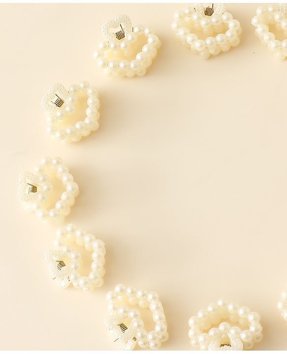 Pine Kids Heart Shaped Hair Clips Pack of 12 - Off White