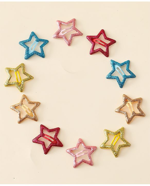 Babyhug Star Shaped Snap Clips Pack of 5 - Multicolor