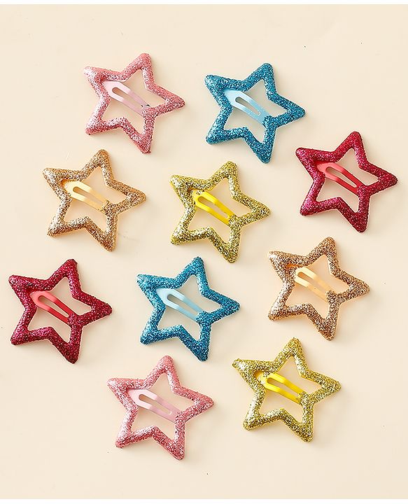 Babyhug Star Shaped Snap Clips Pack of 5 - Multicolor