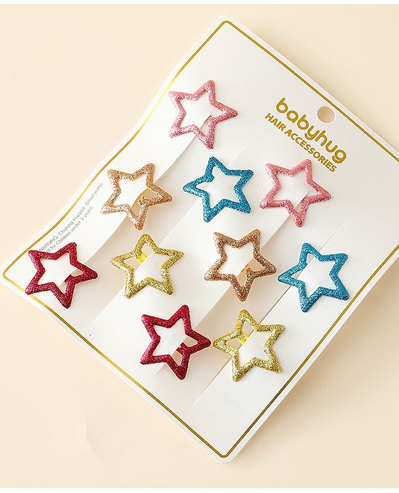 Babyhug Star Shaped Snap Clips Pack of 5 - Multicolor