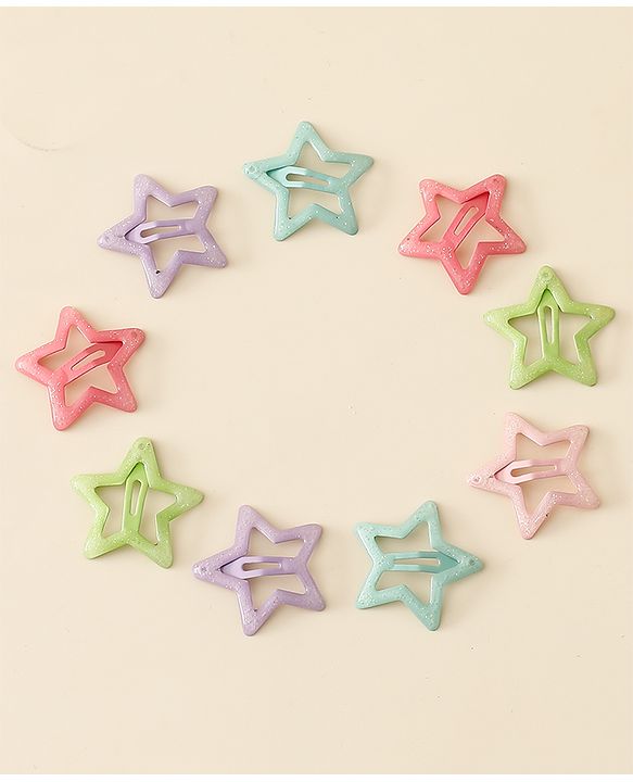 Babyhug Star Shaped Snap Clips Pack of 10 - Multicolor