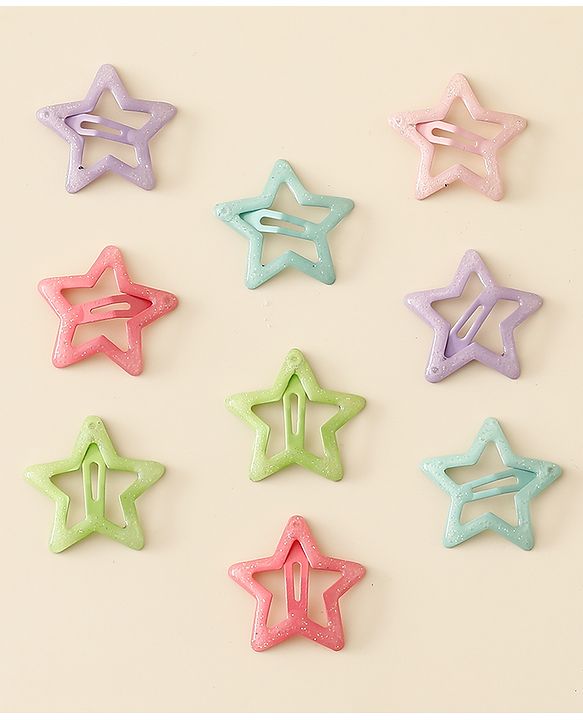 Babyhug Star Shaped Snap Clips Pack of 10 - Multicolor