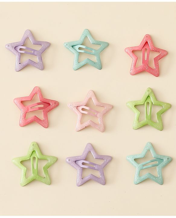 Babyhug Star Shaped Snap Clips Pack of 10 - Multicolor