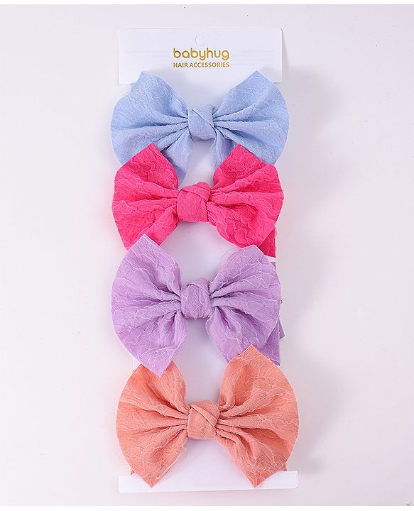 Babyhug Free Size Headbands With Bow Applique Pack Of 4 - Multicolour