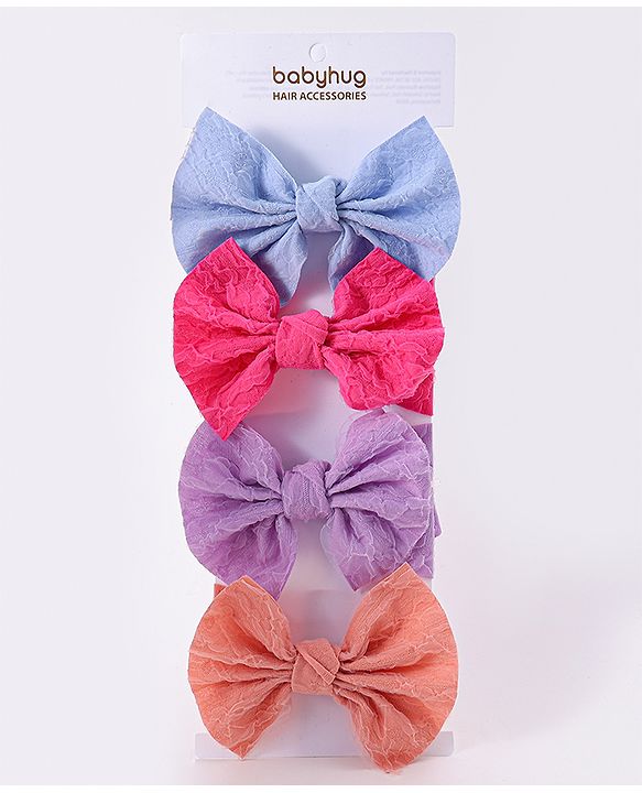 Babyhug Free Size Headbands With Bow Applique Pack Of 4 - Multicolour