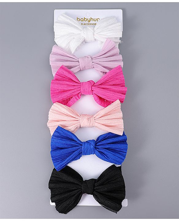 Babyhug Free Size Headbands With Bow Applique Pack Of 6 - Multicolour
