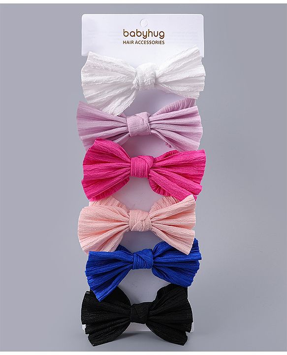 Babyhug Free Size Headbands With Bow Applique Pack Of 6 - Multicolour