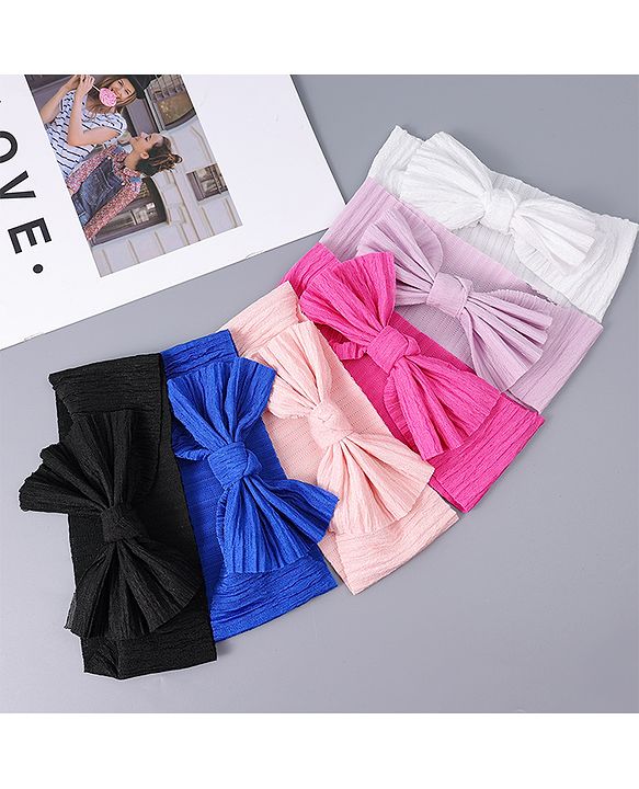 Babyhug Free Size Headbands With Bow Applique Pack Of 6 - Multicolour