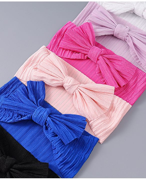 Babyhug Free Size Headbands With Bow Applique Pack Of 6 - Multicolour