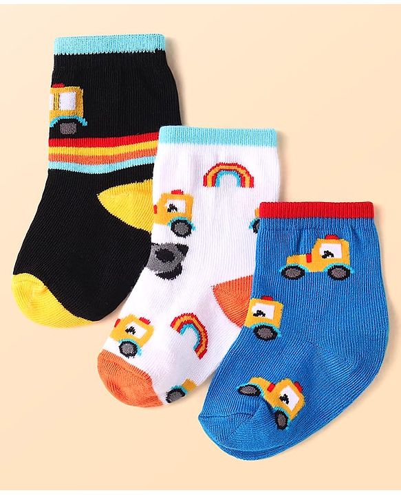 Cute Walk By Babyhug Anti Bacterial Non Terry Ankle Length Stripe Socks Pack Of 7 - Multicolor main image 0