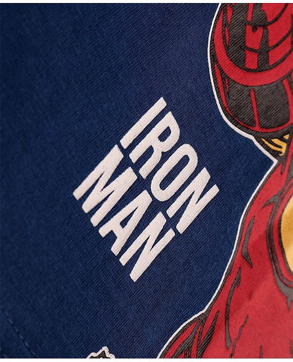 Pine Kids Marvel Single Jersey Knit Half Sleeves Iron Man Graphic T-Shirt - Blue