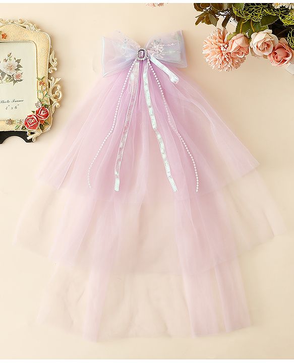Babyhug Clip with Bow Applique & Veil - Purple