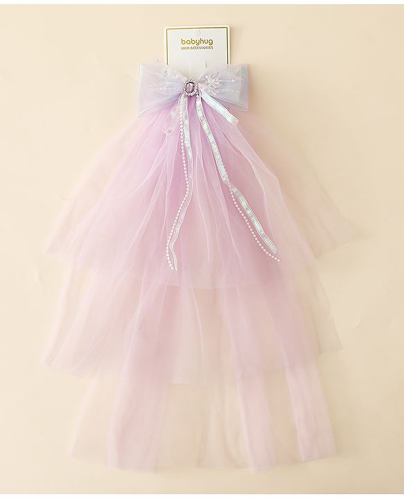 Babyhug Clip with Bow Applique & Veil - Purple
