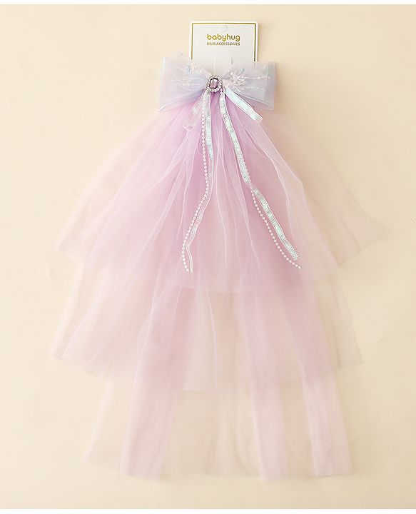 Babyhug Clip with Bow Applique & Veil - Purple