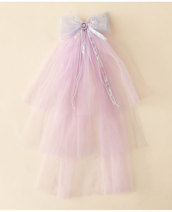 Babyhug Clip with Bow Applique & Veil - Purple