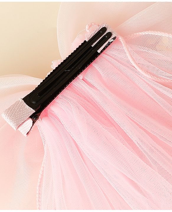 Babyhug Hair Clip with Bow Applique & Veil - Pink
