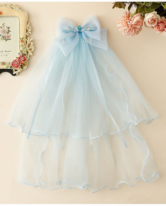 Babyhug Hair Clip with Bow Applique & Veil - Pink