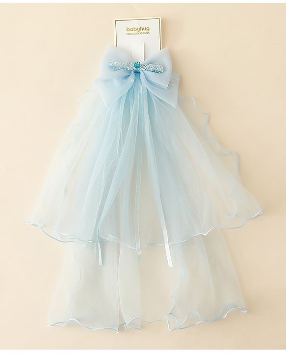 Babyhug Hair Clip with Bow Applique & Veil - Pink
