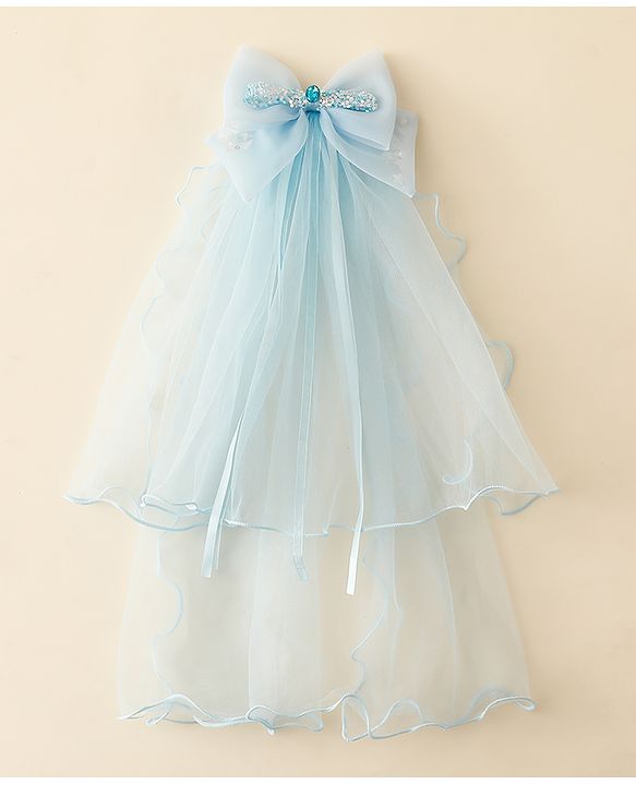 Babyhug Hair Clip with Bow Applique & Veil - Pink