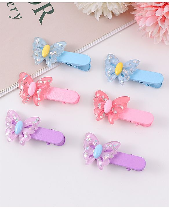 Babyhug Hair Pins And Clips Pack Of 6 - Multicolour