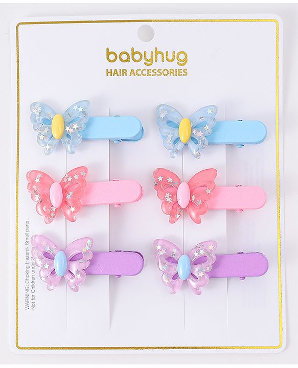 Babyhug Hair Pins And Clips Pack Of 6 - Multicolour