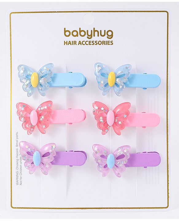 Babyhug Hair Pins And Clips Pack Of 6 - Multicolour