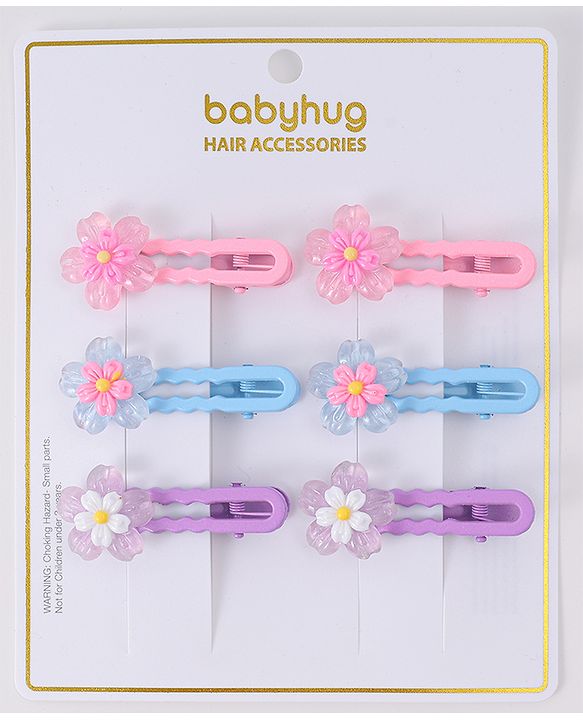 Babyhug Hair Pins And Clips Pack Of 6 - Multicolour
