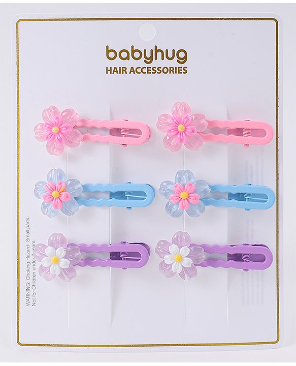 Babyhug Hair Pins And Clips Pack Of 6 - Multicolour