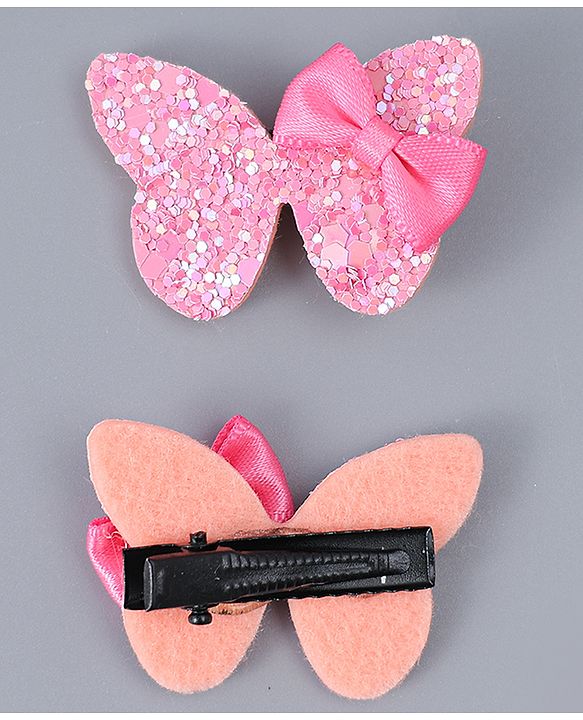 Babyhug Hair Clips with Butterfly Bow Heart Applique  Pack of 8 - Multicolor