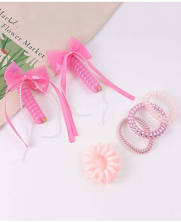 Babyhug Hair Accessories Combo Sets with Bow Applique - Pink