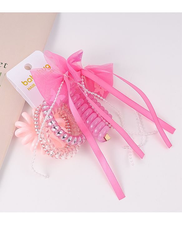 Babyhug Hair Accessories Combo Sets with Bow Applique - Pink