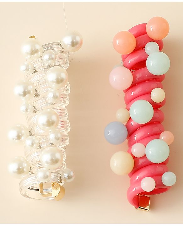 Babyhug Hair Clips with Pearl Applique Pack of 2 - Multicolor