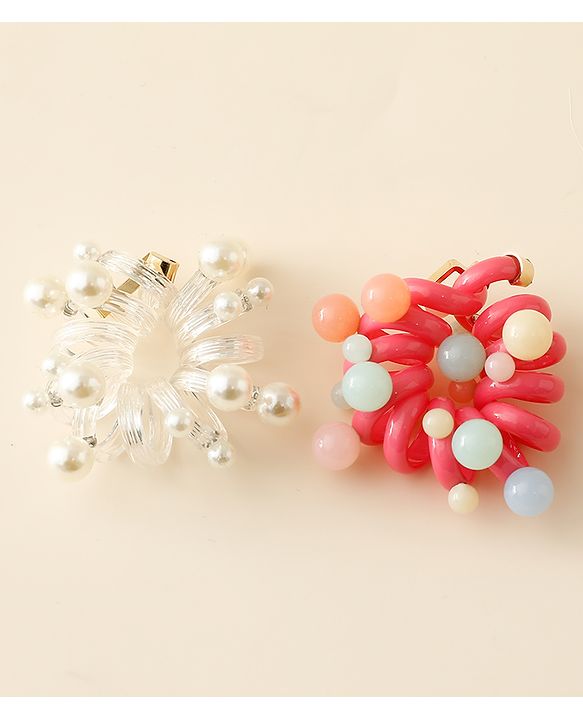 Babyhug Hair Clips with Pearl Applique Pack of 2 - Multicolor