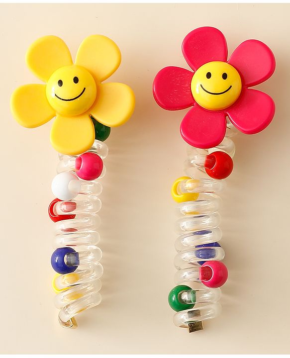 Babyhug Hair Clips with Floral Applique Pack of 2 - Multicolor