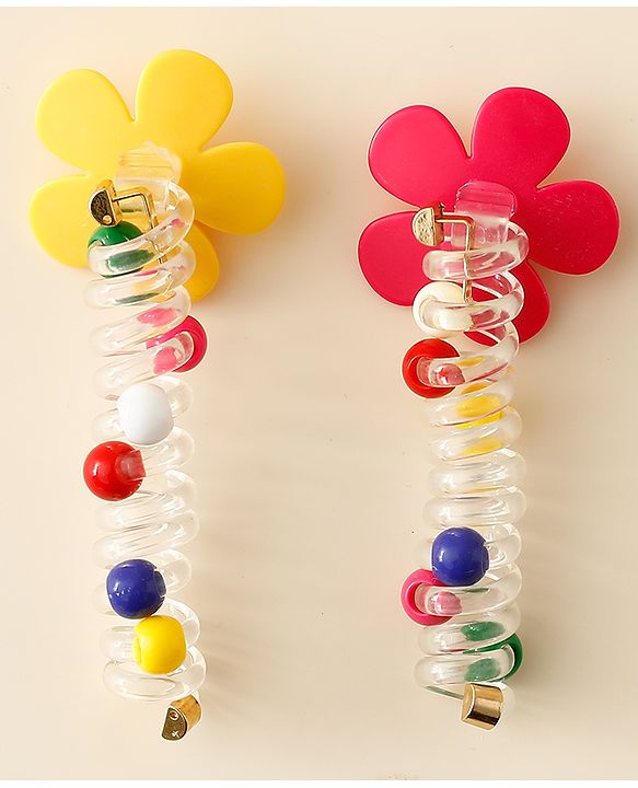 Babyhug Hair Clips with Floral Applique Pack of 2 - Multicolor