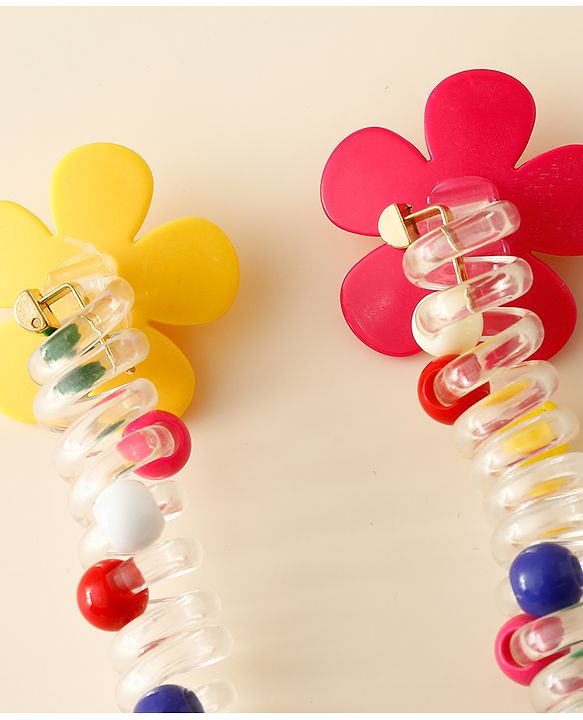 Babyhug Hair Clips with Floral Applique Pack of 2 - Multicolor