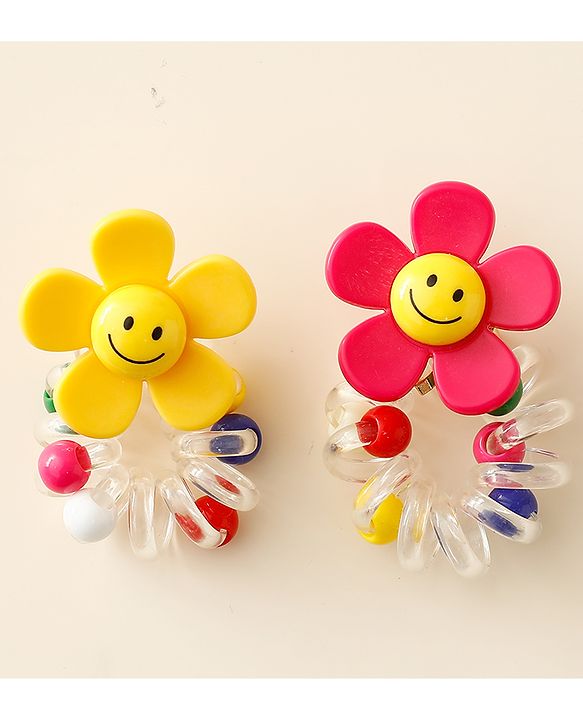 Babyhug Hair Clips with Floral Applique Pack of 2 - Multicolor