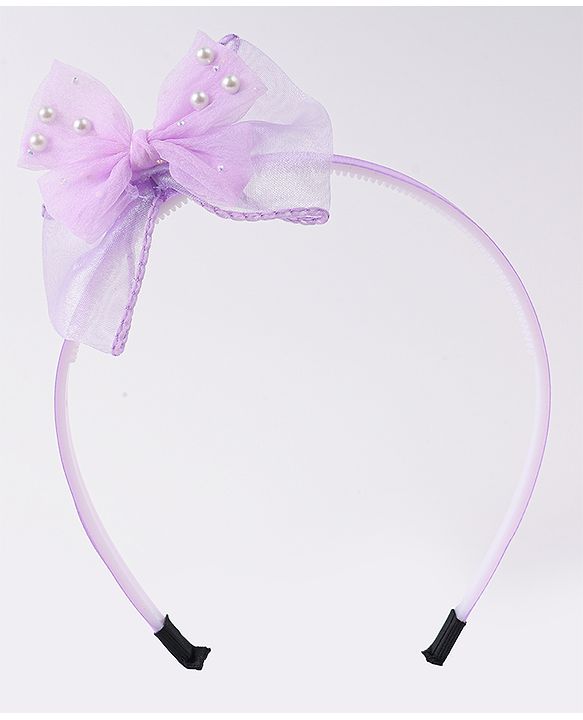 Babyhug Hairband & Clip with Bow Applique Hair Accessories Set - Purple