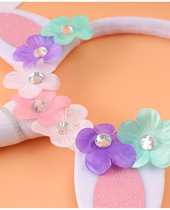 Babyhug Free Size Hair Band With Unicorn & Floral Applique - Multicolour