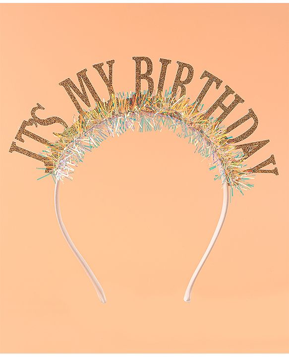 Babyhug Free Size Hair Band With Its My Birthday Applique - Silver