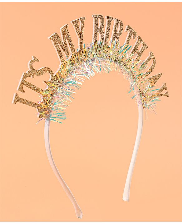 Babyhug Free Size Hair Band With Its My Birthday Applique - Silver