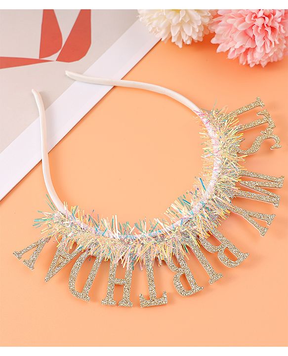 Babyhug Free Size Hair Band With Its My Birthday Applique - Silver