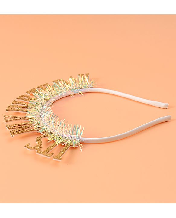 Babyhug Free Size Hair Band With Its My Birthday Applique - Silver
